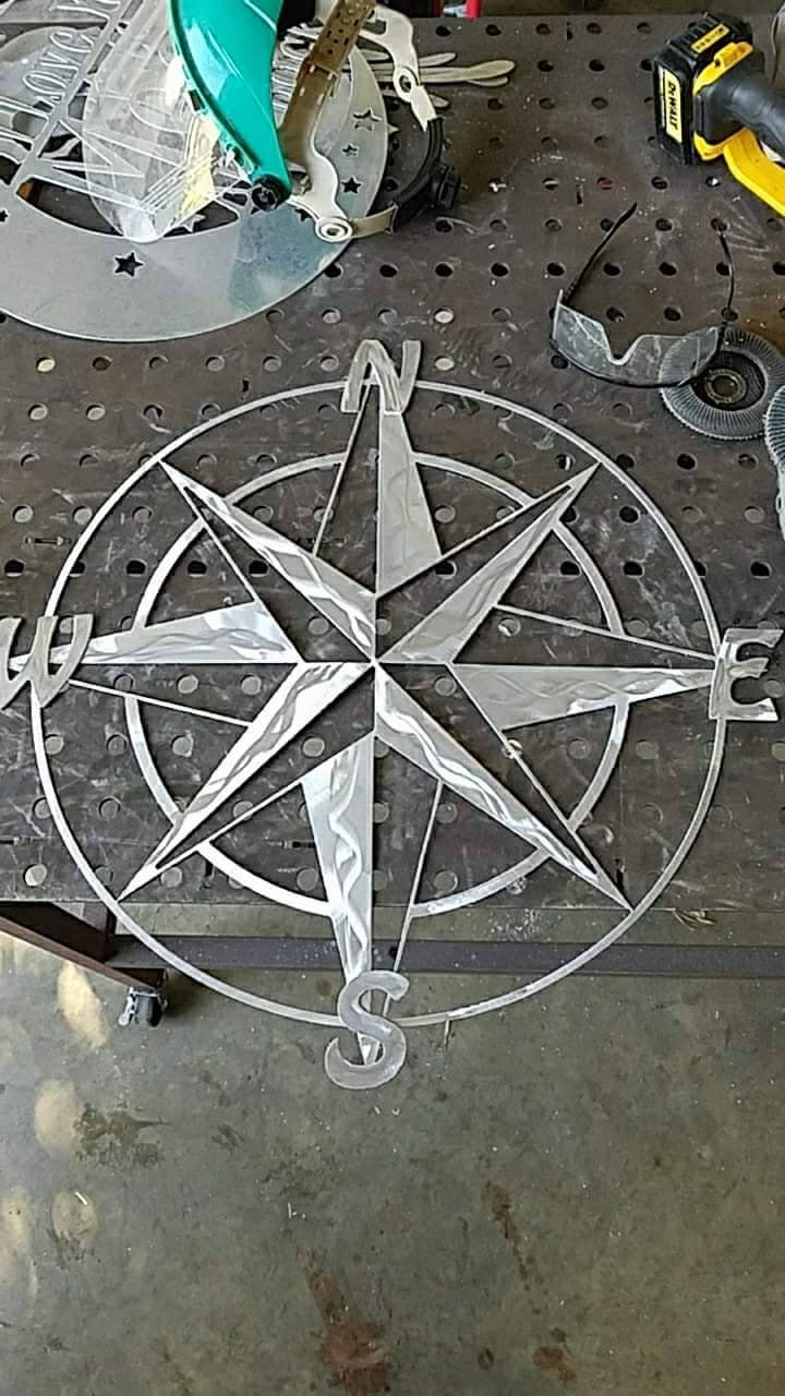 16" x 16" Metal Compass Rose Nautical Metal Wall Art - Aluminum Compass Rose - Will Not Rust Like Steel - Metal Nautical Decor - Map Compass