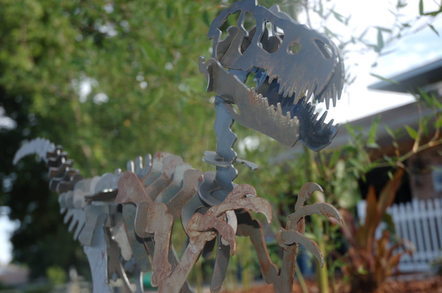 3D Steel Metal Velociraptor Dinosaur Outdoor Yard Art, Dinosaur Decor, Kids Dino Decor, Outdoor Puzzle Metal Art Sculpture