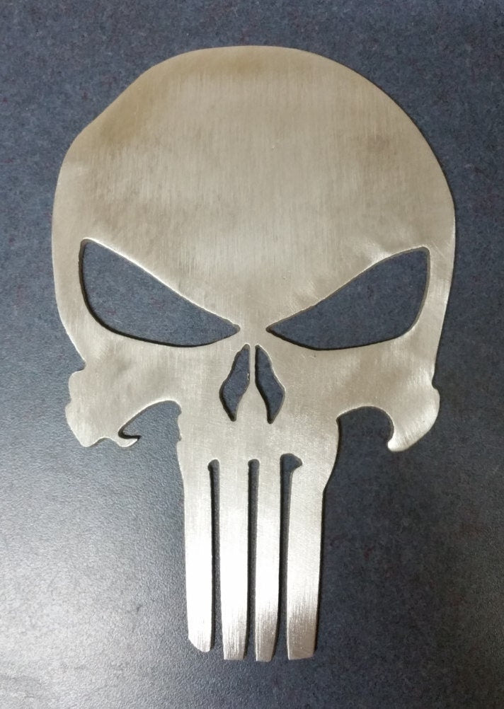 Brushed aluminum punisher skull