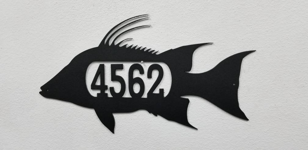 Hogfish address Sign, Aluminum Custom Sign, Custom Home Sign, Outdoor Number Sign, Custom Outdoor Sign, Custom Mailbox, Hogfish, Hogsnapper