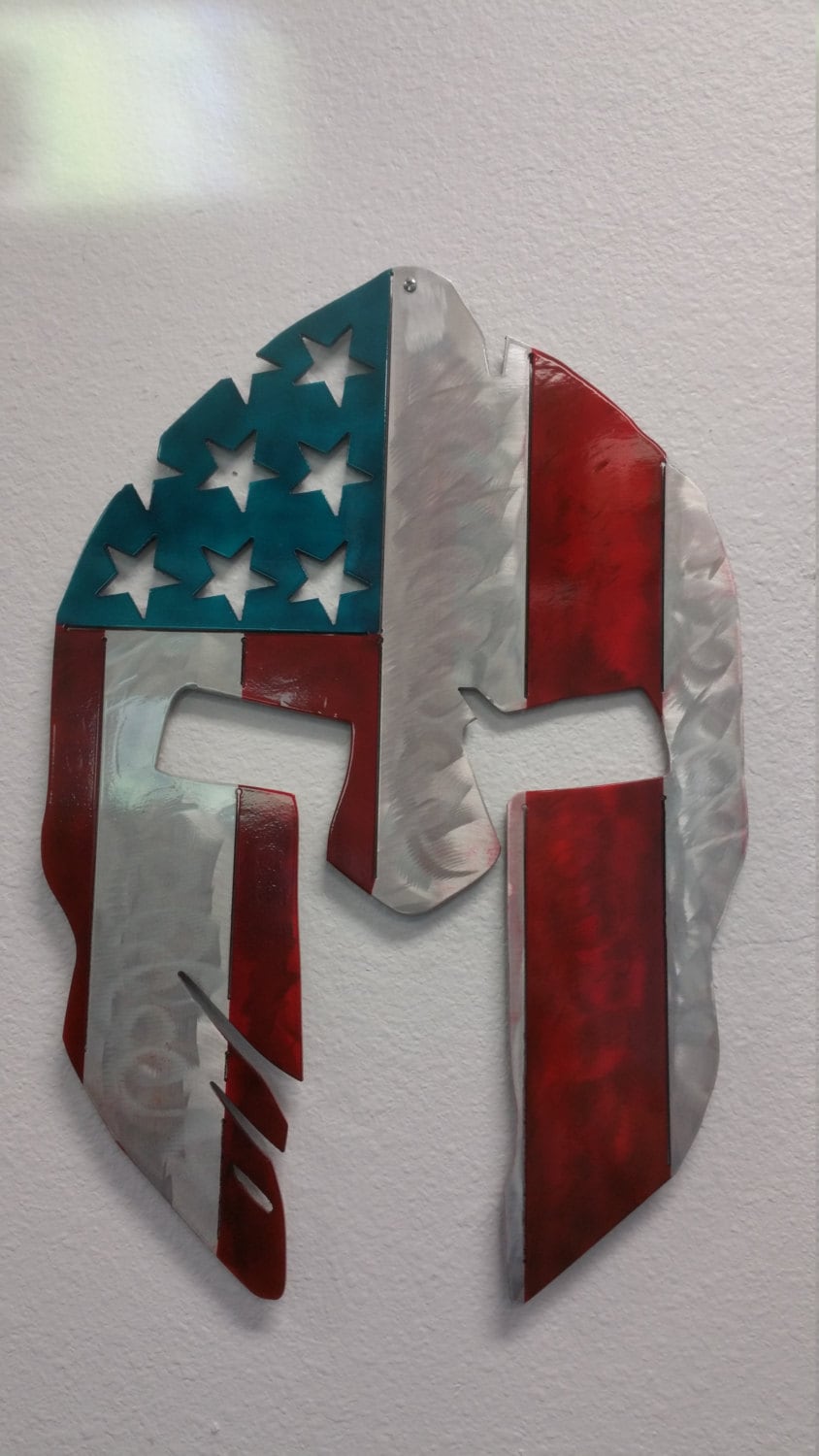 Aluminum spartan helmet airbrushed America